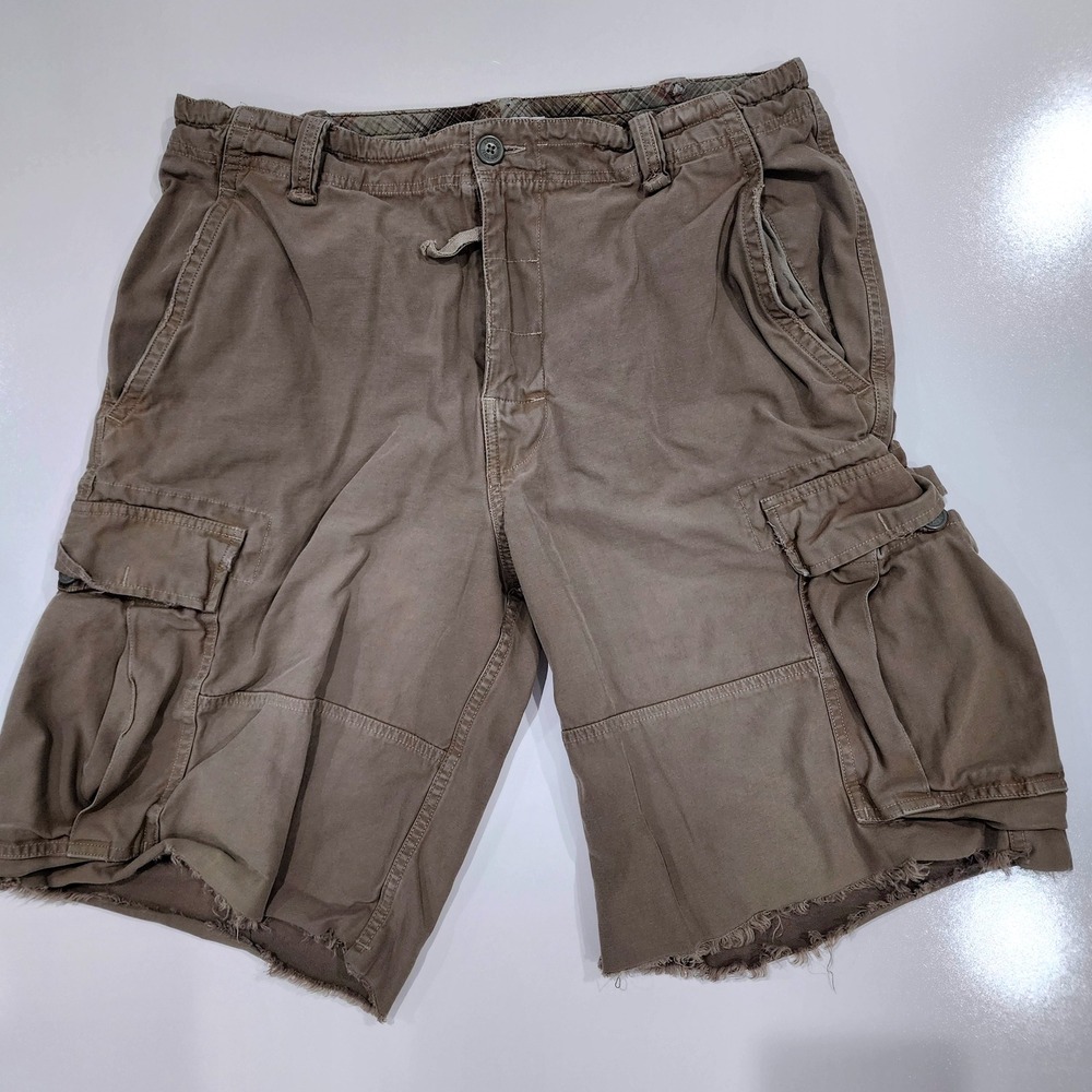 Arizona Jean‎ Company Mens Cargo Shorts 36 Beige Cotton Blend UTILITY Frayed Hem